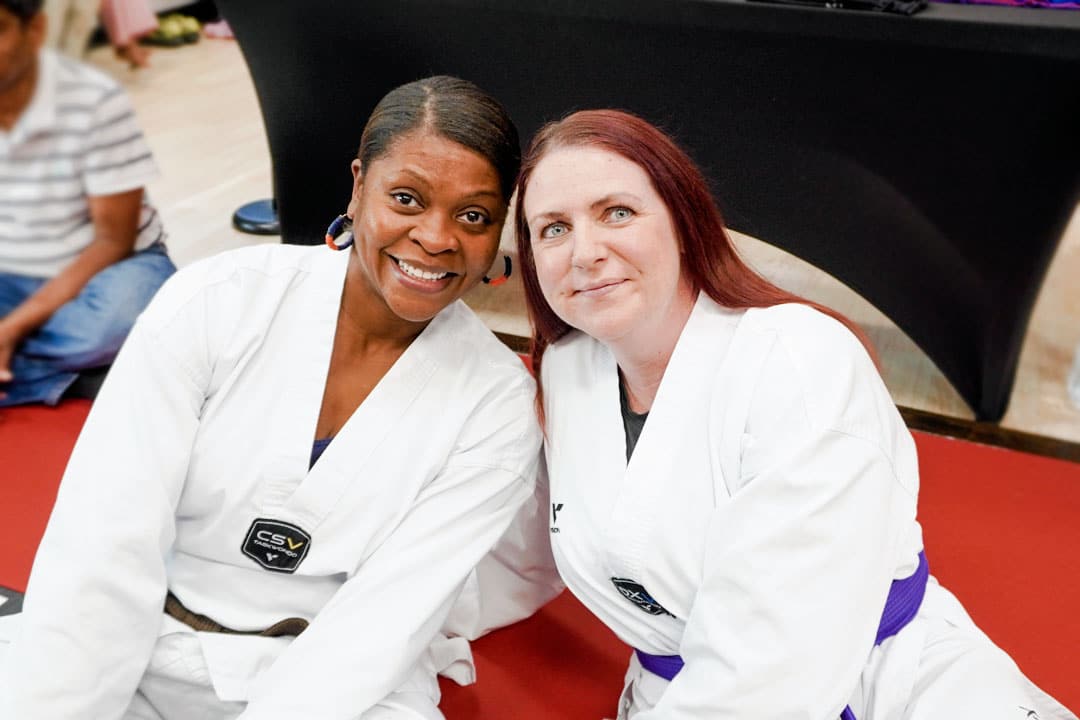 Adult Martial Arts for Women in Peachtree City | ABBA Martial Arts Adult women training martial arts at ABBA Martial Arts in Peachtree City, building confidence and community